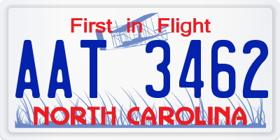 NC license plate AAT3462