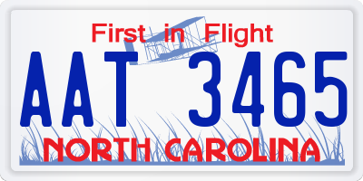 NC license plate AAT3465