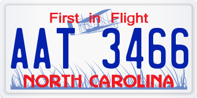 NC license plate AAT3466