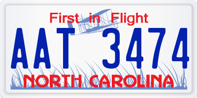NC license plate AAT3474
