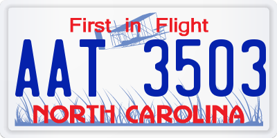 NC license plate AAT3503