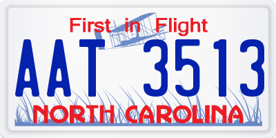 NC license plate AAT3513