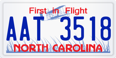 NC license plate AAT3518