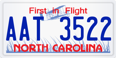 NC license plate AAT3522