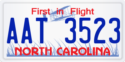NC license plate AAT3523