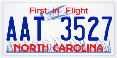 NC license plate AAT3527