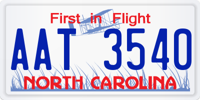 NC license plate AAT3540