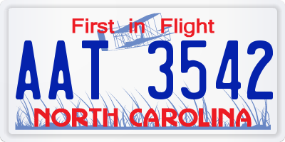 NC license plate AAT3542