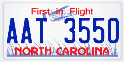 NC license plate AAT3550