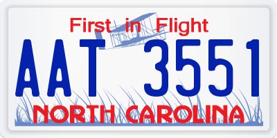 NC license plate AAT3551
