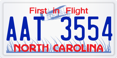 NC license plate AAT3554