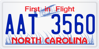NC license plate AAT3560