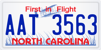 NC license plate AAT3563
