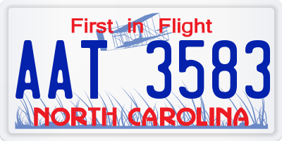 NC license plate AAT3583