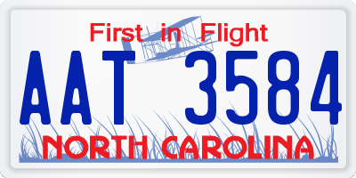NC license plate AAT3584
