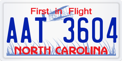 NC license plate AAT3604