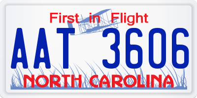 NC license plate AAT3606