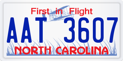 NC license plate AAT3607