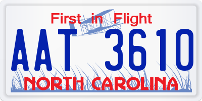 NC license plate AAT3610