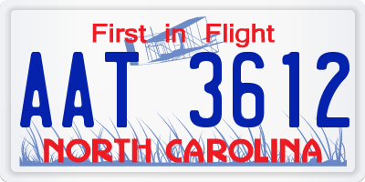 NC license plate AAT3612