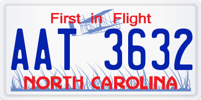 NC license plate AAT3632