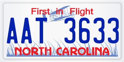 NC license plate AAT3633