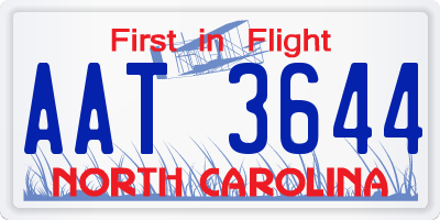 NC license plate AAT3644