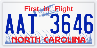 NC license plate AAT3646