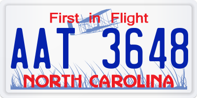 NC license plate AAT3648