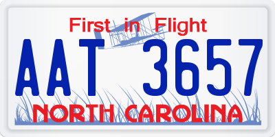 NC license plate AAT3657