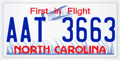 NC license plate AAT3663