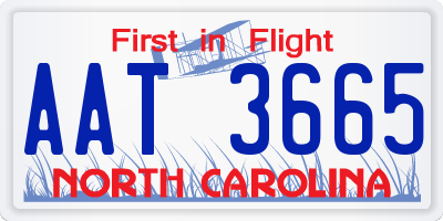 NC license plate AAT3665