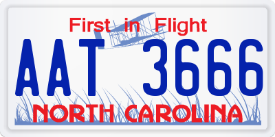 NC license plate AAT3666
