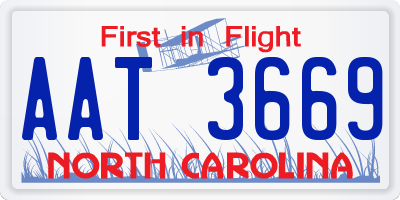 NC license plate AAT3669