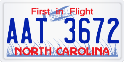 NC license plate AAT3672