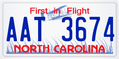 NC license plate AAT3674