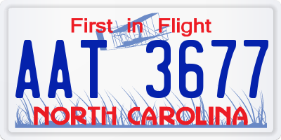 NC license plate AAT3677