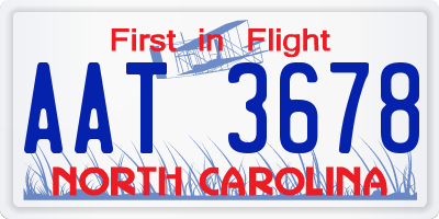NC license plate AAT3678