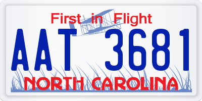 NC license plate AAT3681