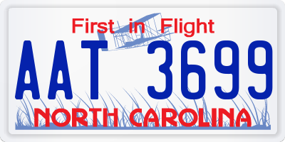NC license plate AAT3699