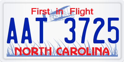 NC license plate AAT3725