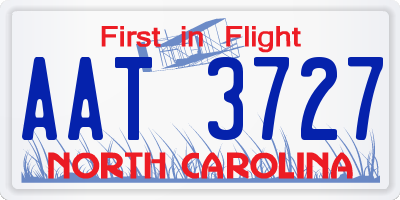 NC license plate AAT3727