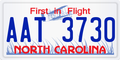 NC license plate AAT3730