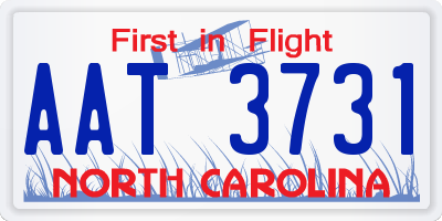 NC license plate AAT3731