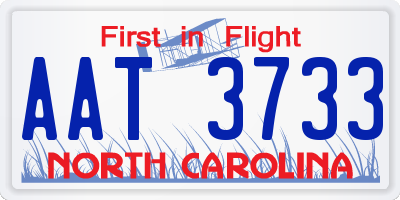 NC license plate AAT3733