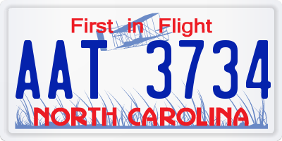 NC license plate AAT3734