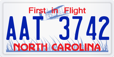 NC license plate AAT3742