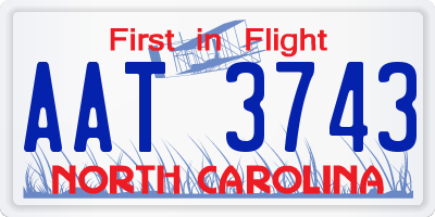 NC license plate AAT3743