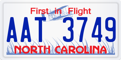 NC license plate AAT3749