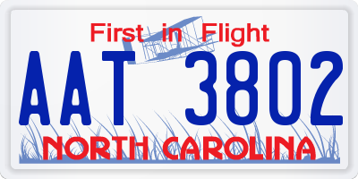 NC license plate AAT3802